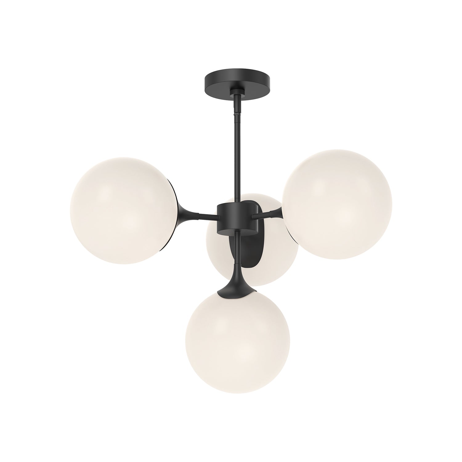 Nouveau 26-in Matte Black/Opal Matte Glass 4 Lights Chandeliers