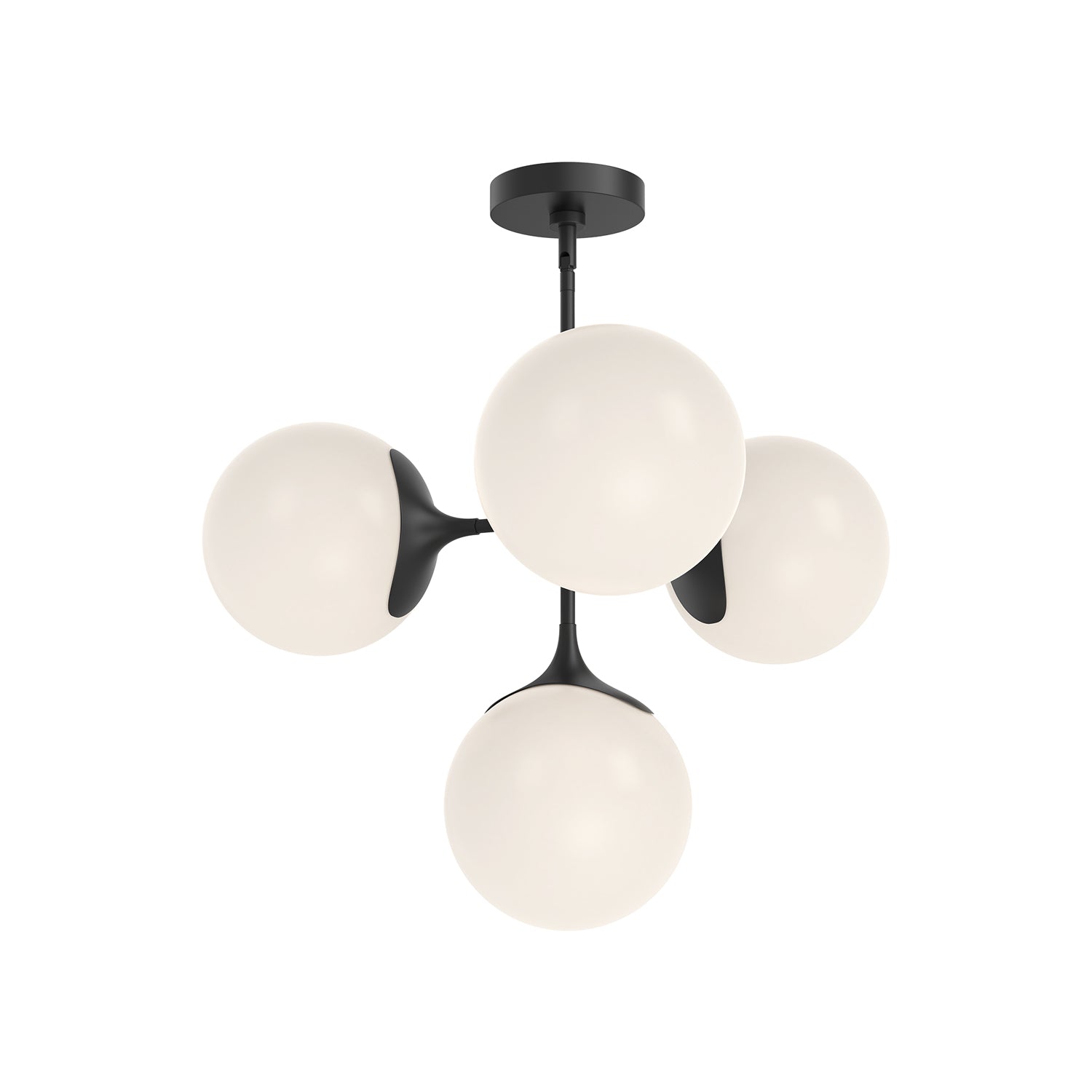 Nouveau 26-in Matte Black/Opal Matte Glass 4 Lights Chandeliers