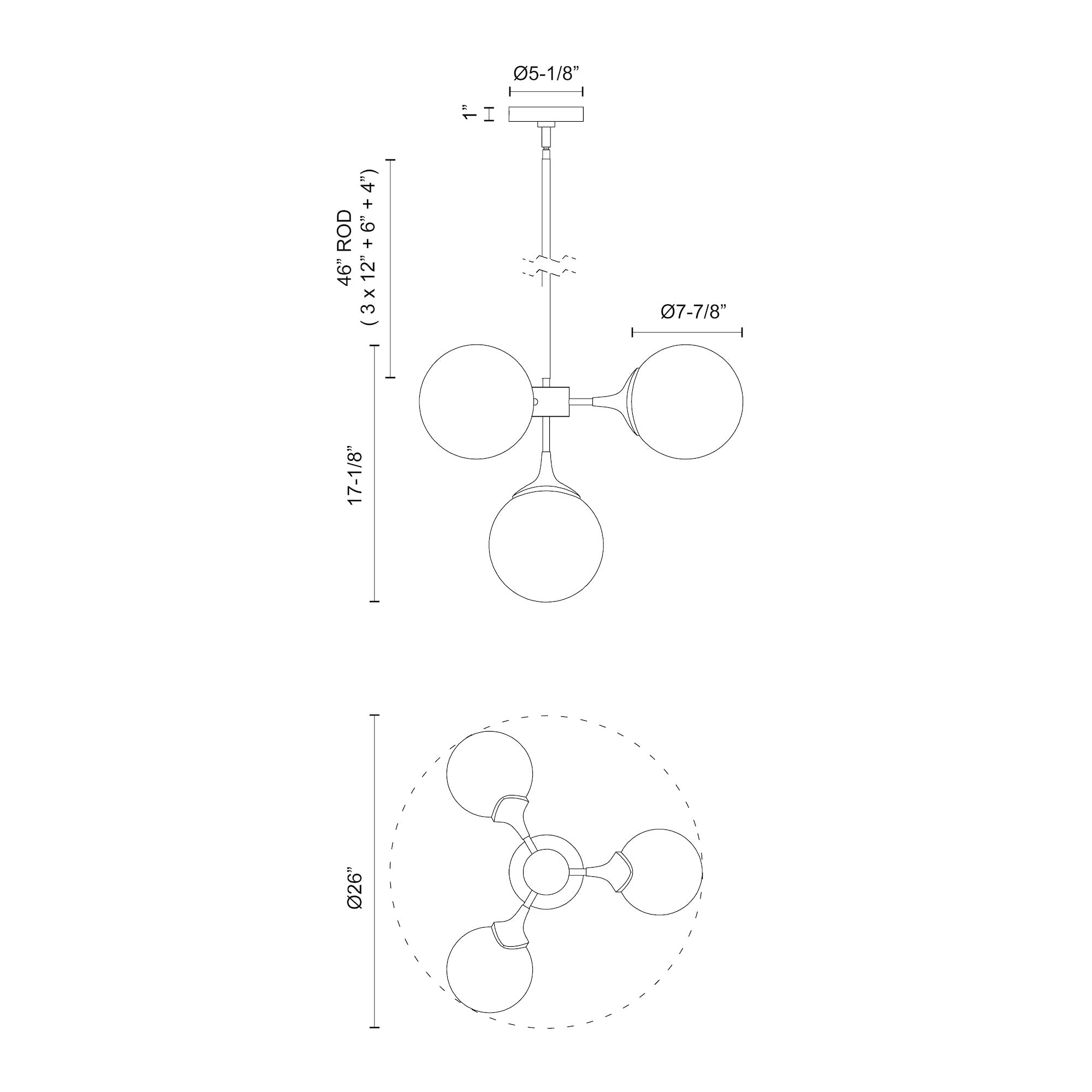Nouveau 26-in Matte Black/Opal Matte Glass 4 Lights Chandeliers