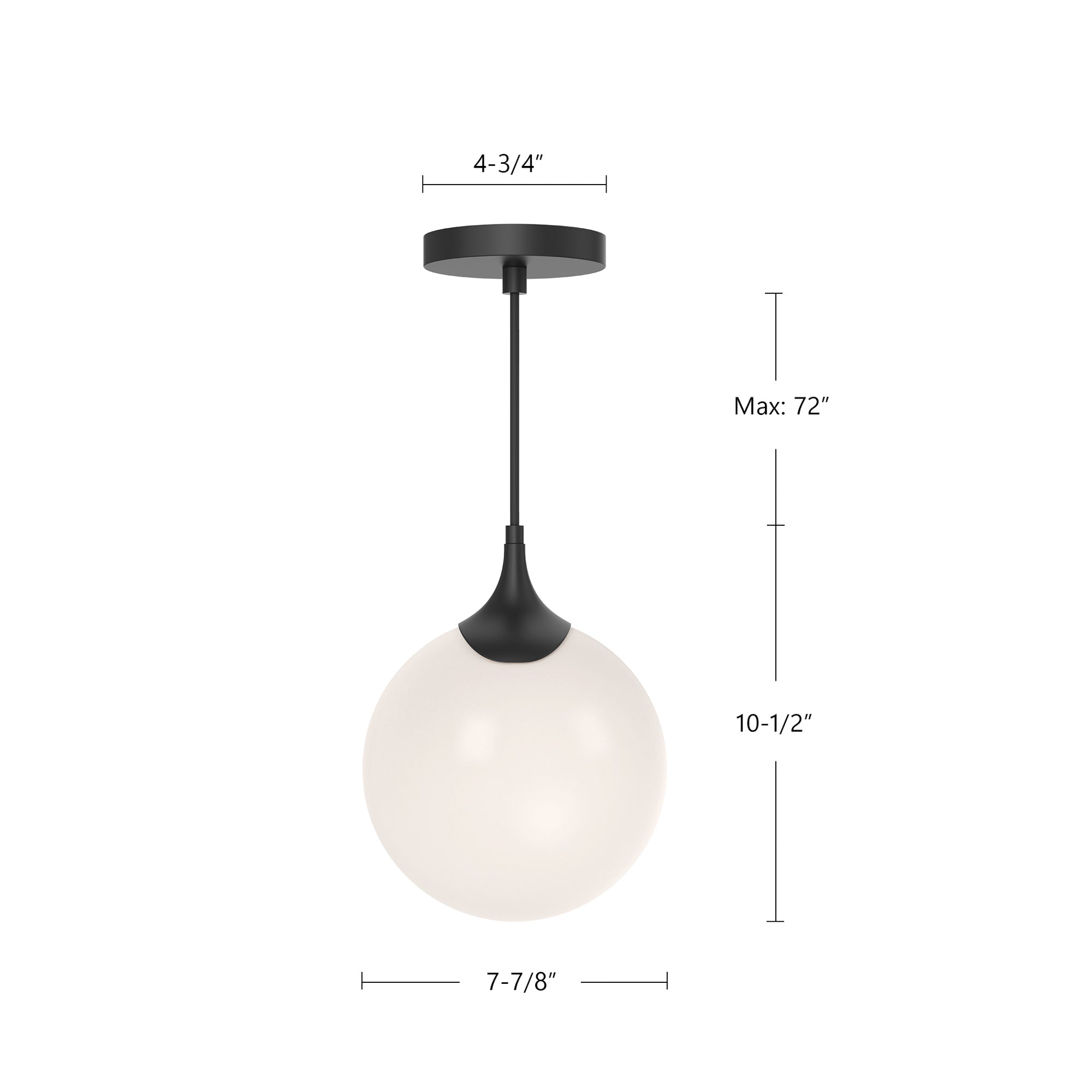 Nouveau 8-in Matte Black/Opal Matte Glass 1 Light Pendant