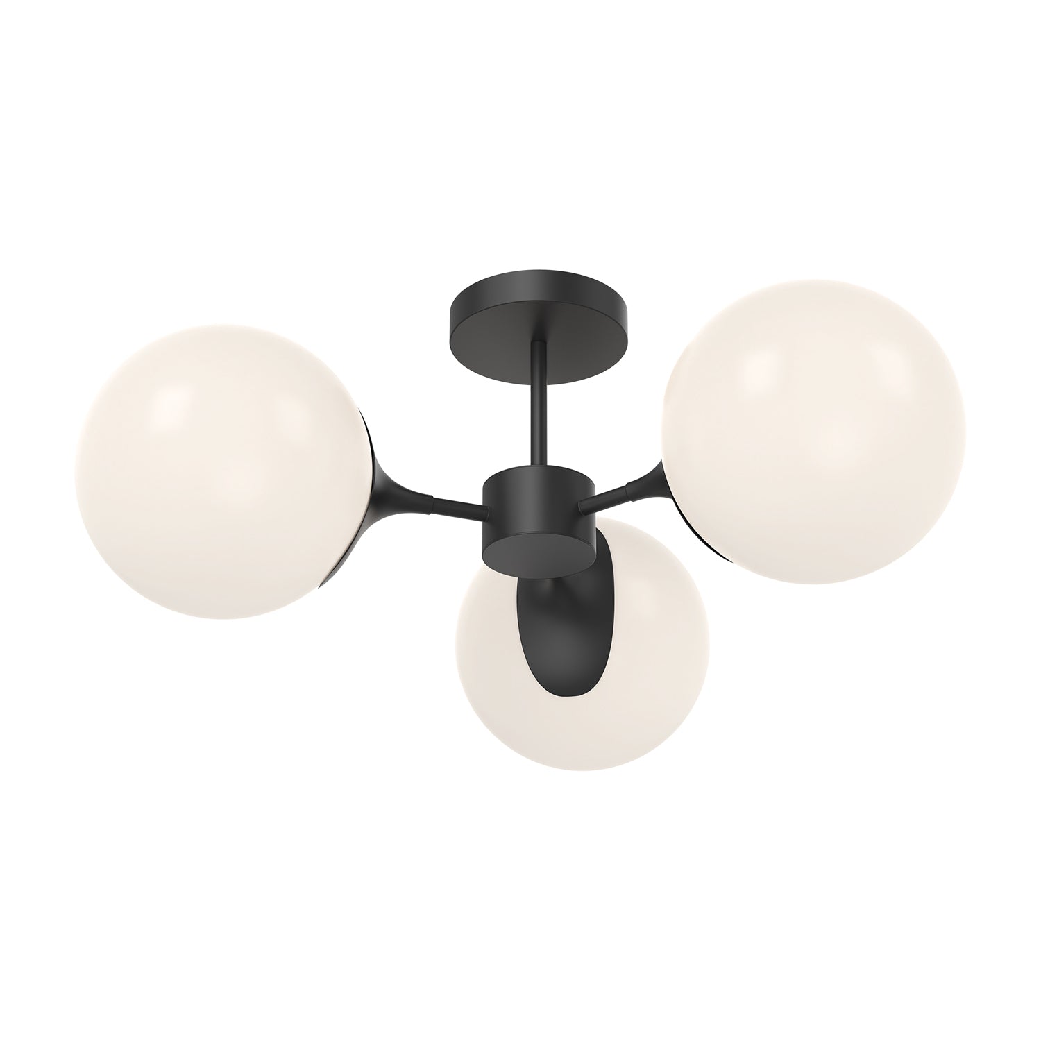 Nouveau 26-in Matte Black/Opal Matte Glass 3 Lights Semi Flush Mount