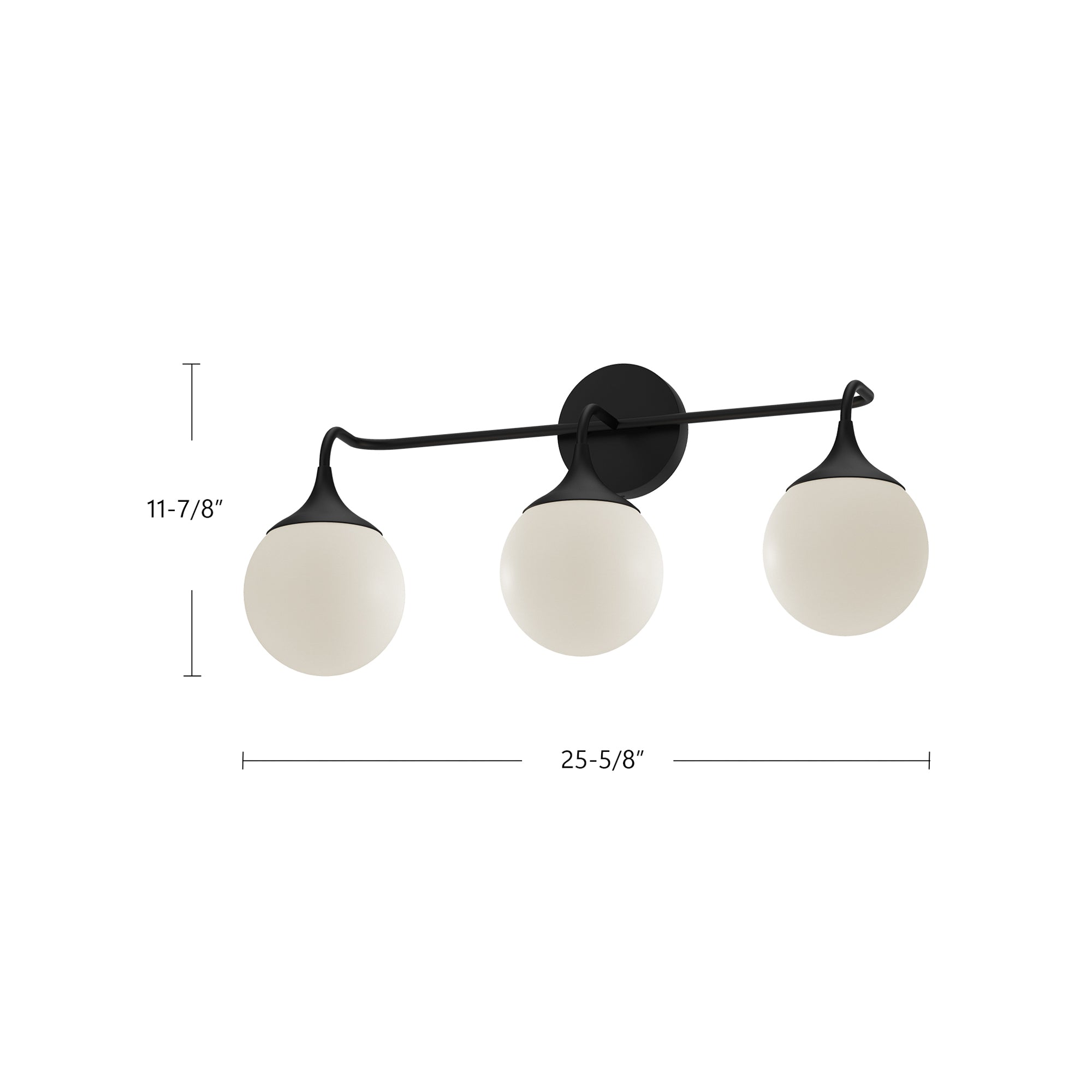 Nouveau 25-in Matte Black/Opal Matte Glass 3 Lights Vanity