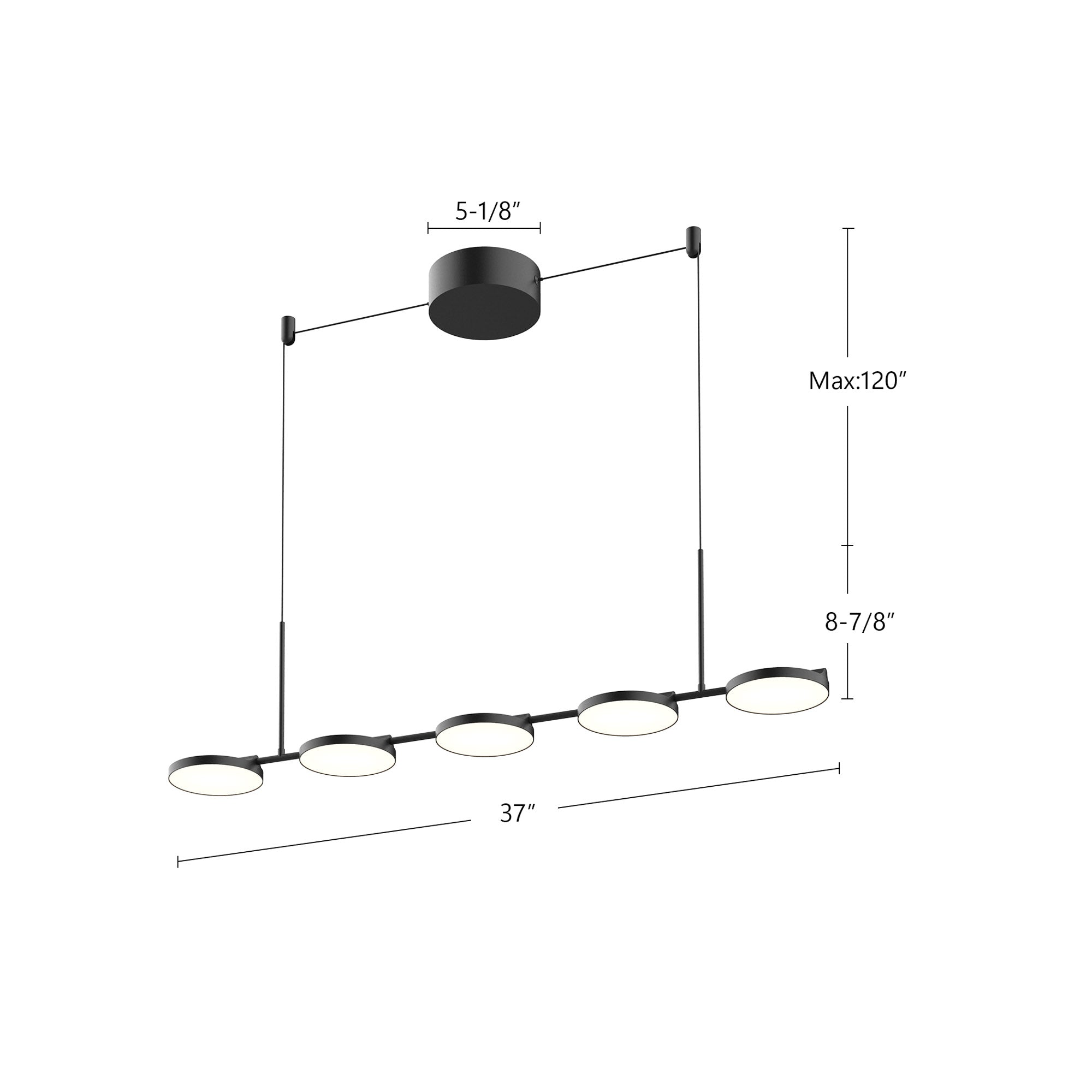 Novel 37-in Black LED Linear Pendant