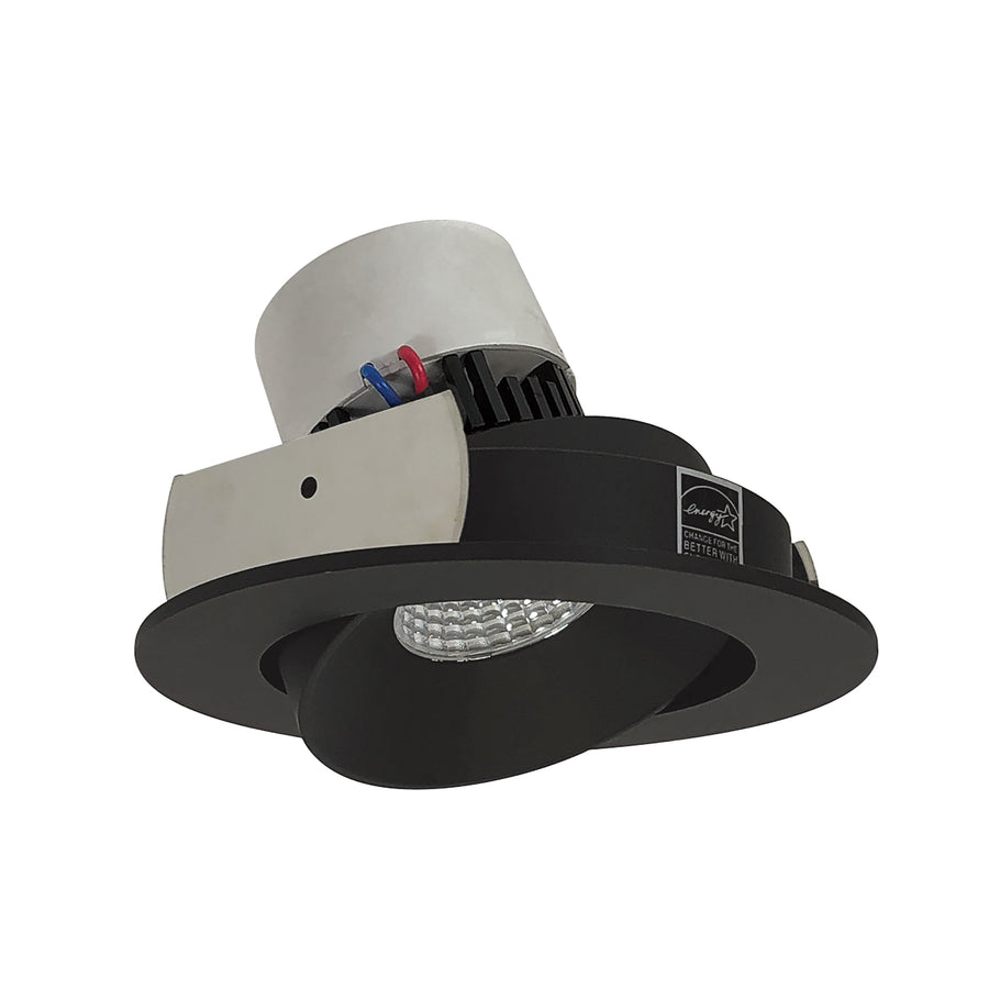 Nora NPR-4RC30XBB 4 inch Pearl LED Round Adjustable Cone Retrofit, 1000lm / 12W, 3000K, Black Reflector / Black Flange