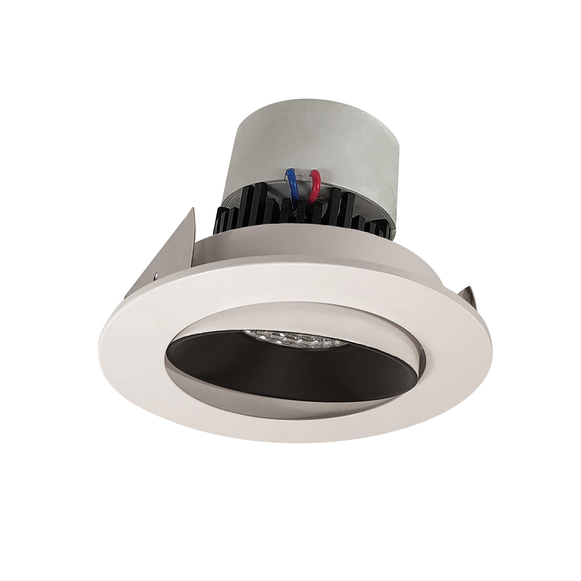 Nora NPR-4RC30XBW 4 inch Pearl LED Round Adjustable Cone Retrofit, 1000lm / 12W, 3000K, Black Reflector / White Flange