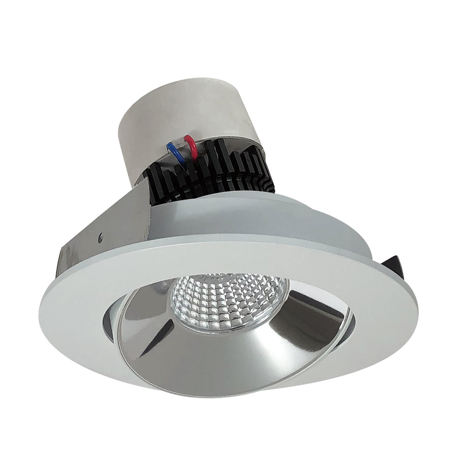 Nora NPR-4RC40XCMPW 4 inch Pearl LED Round Adjustable Cone Retrofit, 1000lm / 12W, 4000K, Specular Clear Reflector / Matte Powder White Flange