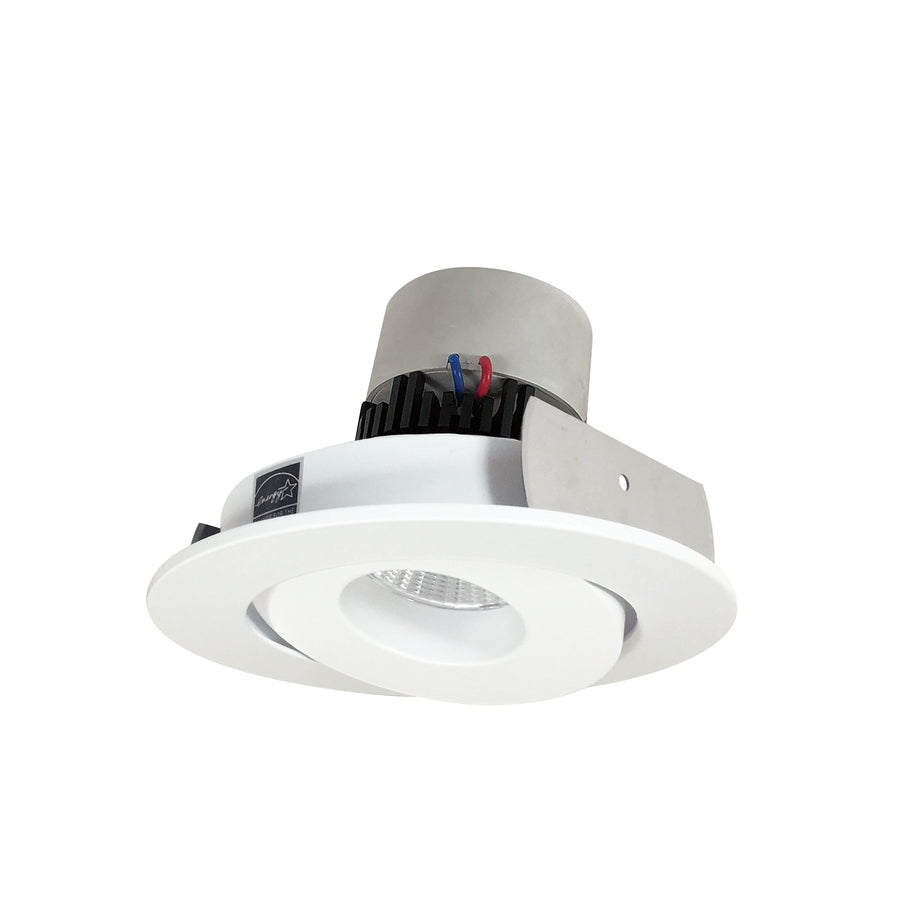 Nora NPR-4RG30XMPW 4 inch Pearl LED Round Adjustable Gimbal Retrofit, 1000lm / 12W, 3000K, Matte Powder White Finish