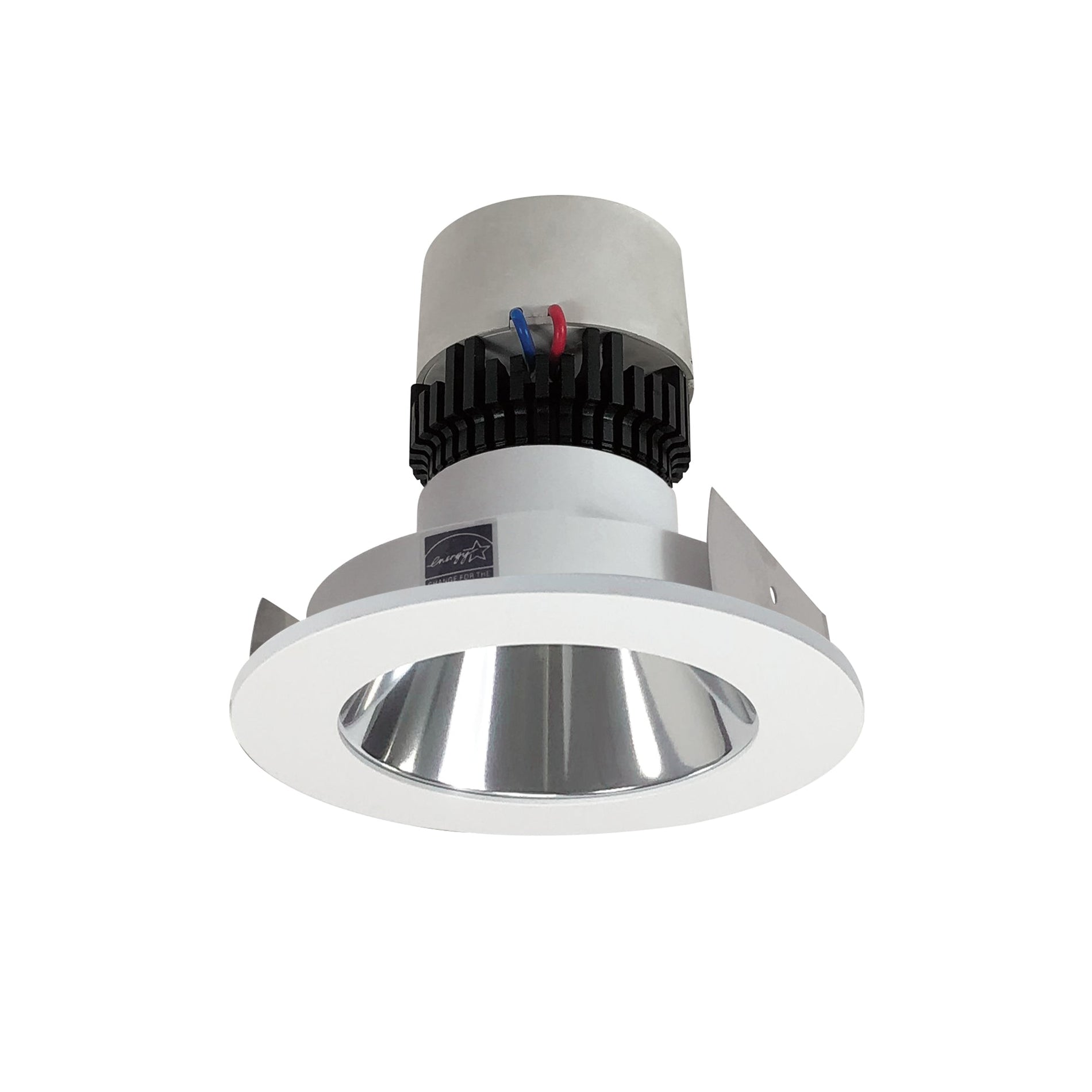 Nora NPR-4RNDC35XCMPW 4 inch Pearl LED Round Retrofit Reflector, 1000lm / 12W, 3500K, Specular Clear Reflector / Matte Powder White Flange