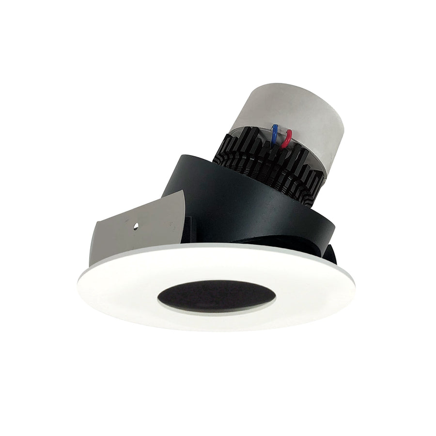 Nora NPR-4RPHA40XBMPW 4 inch Pearl LED Round Adjustable Pinhole Retrofit, 1000lm / 12W, 4000K, Black Pinhole / Matte Powder White Flange