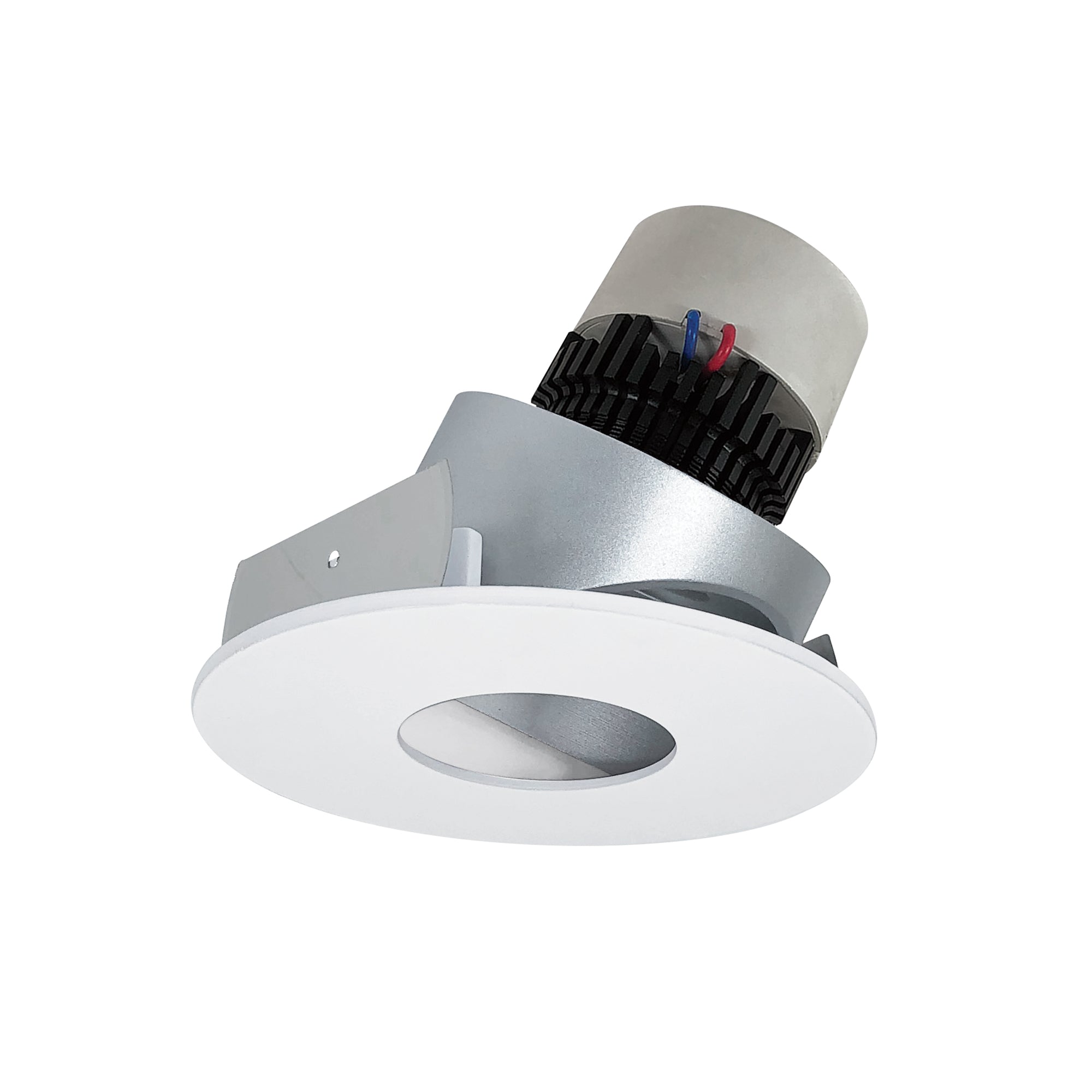 Nora NPR-4RPHA27XHZMPW 4 inch Pearl LED Round Adjustable Pinhole Retrofit, 1000lm / 12W, 2700K, Haze Pinhole / Matte Powder White Flange