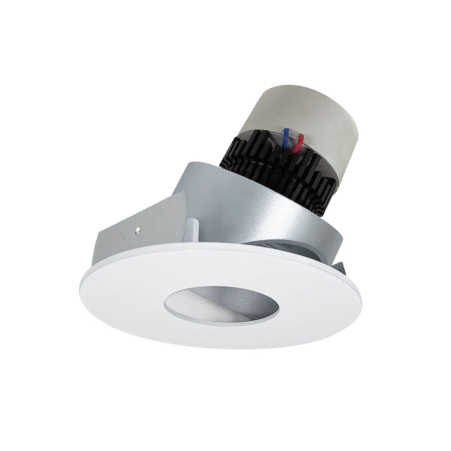 Nora NPR-4RPHA35XHZMPW 4 inch Pearl LED Round Adjustable Pinhole Retrofit, 1000lm / 12W, 3500K, Haze Pinhole / Matte Powder White Flange