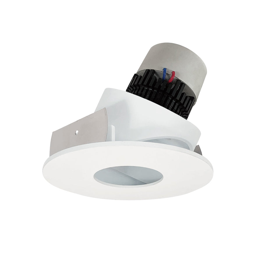 Nora NPR-4RPHACDXMPW 4 inch Pearl LED Round Adjustable Pinhole Retrofit, 800lm / 12W, Comfort Dim, Matte Powder White Pinhole / Matte Powder White Flange