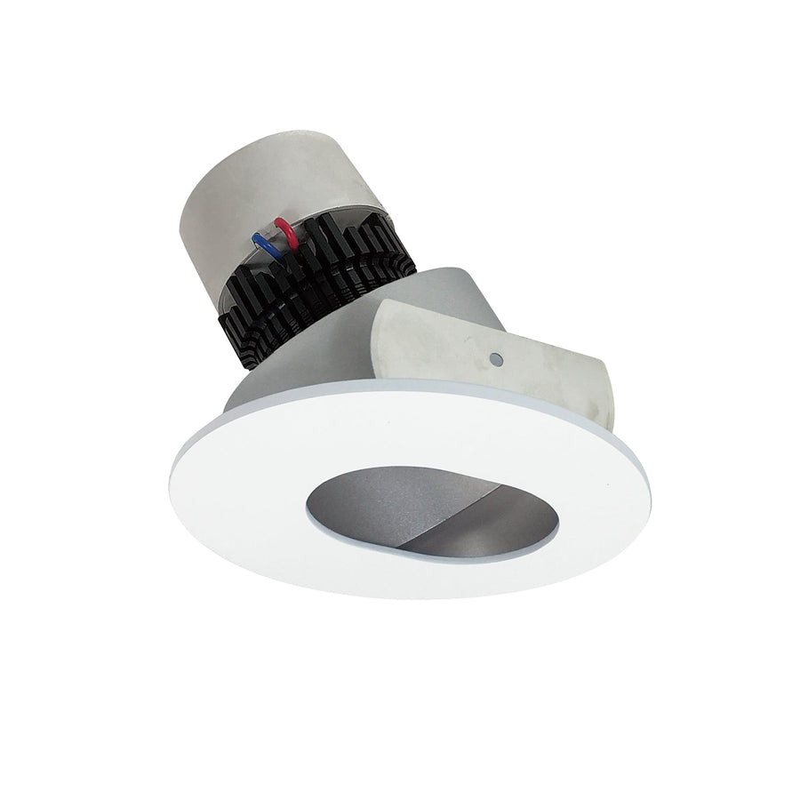 Nora NPR-4RSL35XHZMPW 4 inch Pearl LED Round Adjustable Slot Aperture Retrofit, 1000lm / 12W, 3500K, Haze Slot Aperture / Matte Powder White Flange