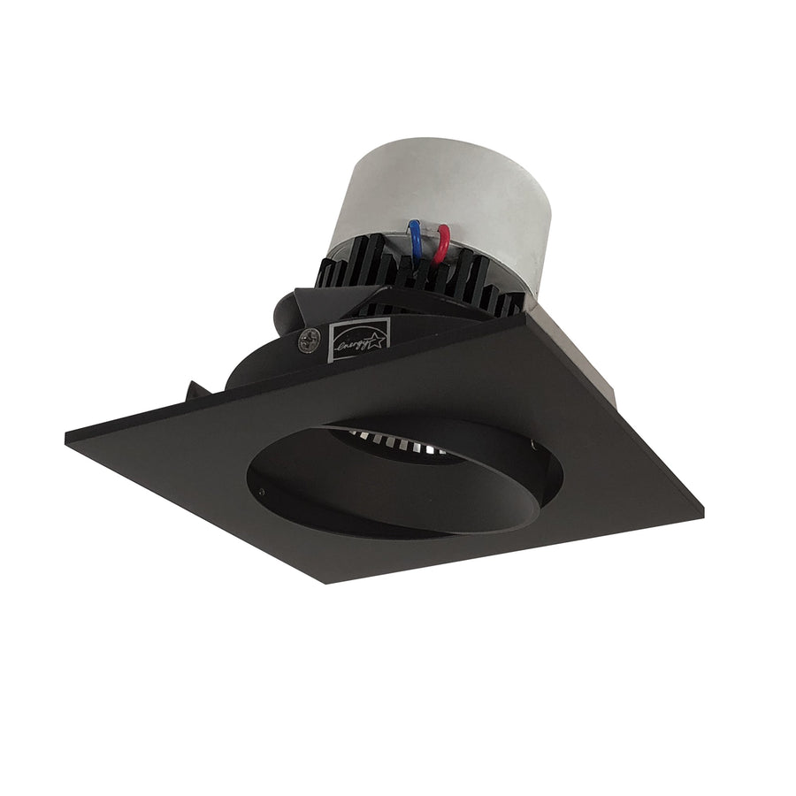 Nora NPR-4SC30XBB 4 inch Pearl LED Square Adjustable Cone Retrofit, 1000lm / 12W, 3000K, Black Reflector / Black Flange