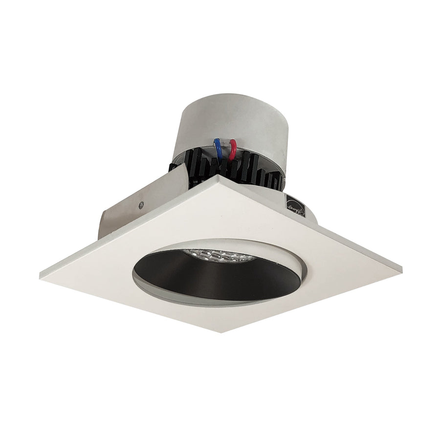 Nora NPR-4SC40XBW 4 inch Pearl LED Square Adjustable Cone Retrofit, 1000lm / 12W, 4000K, Black Reflector / White Flange