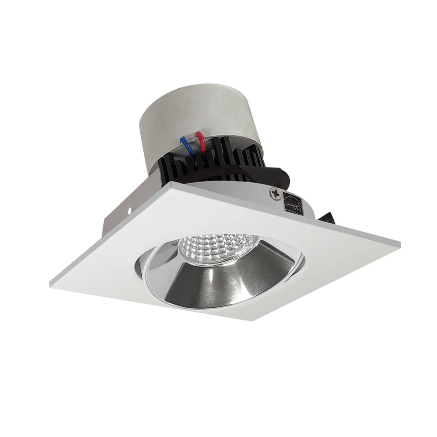 Nora NPR-4SC35XCMPW 4 inch Pearl LED Square Adjustable Cone Retrofit, 1000lm / 12W, 3500K, Specular Clear Reflector / Matte Powder White Flange