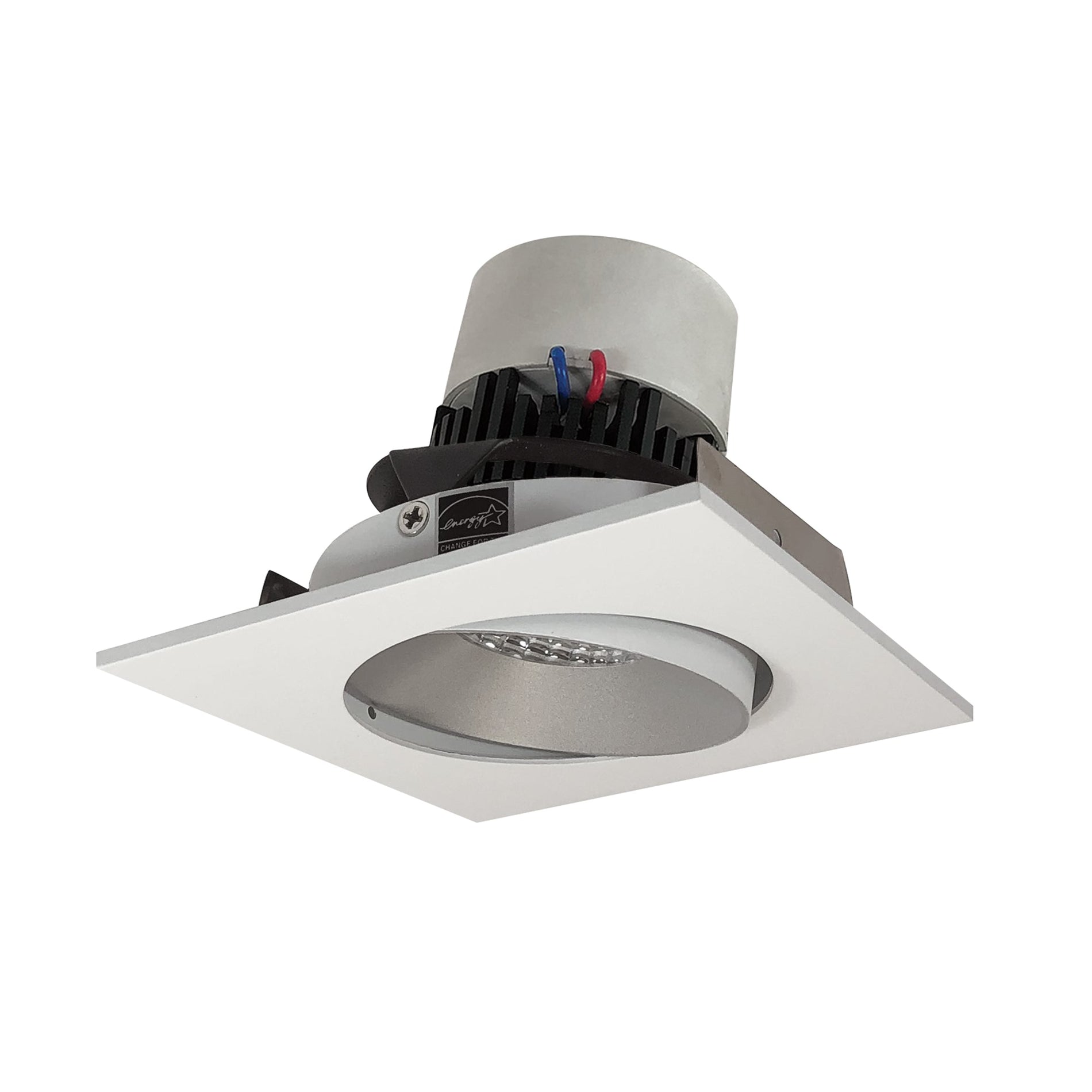 Nora NPR-4SCCDXHW 4 inch Pearl LED Square Adjustable Cone Retrofit, 800lm / 12W, Comfort Dim, Haze Reflector / White Flange