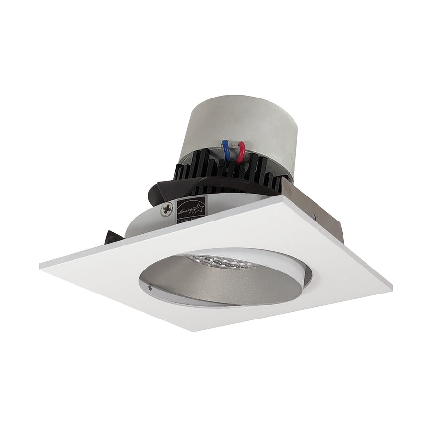 Nora NPR-4SC27XHZMPW 4 inch Pearl LED Square Adjustable Cone Retrofit, 1000lm / 12W, 2700K, Haze Reflector / Matte Powder White Flange