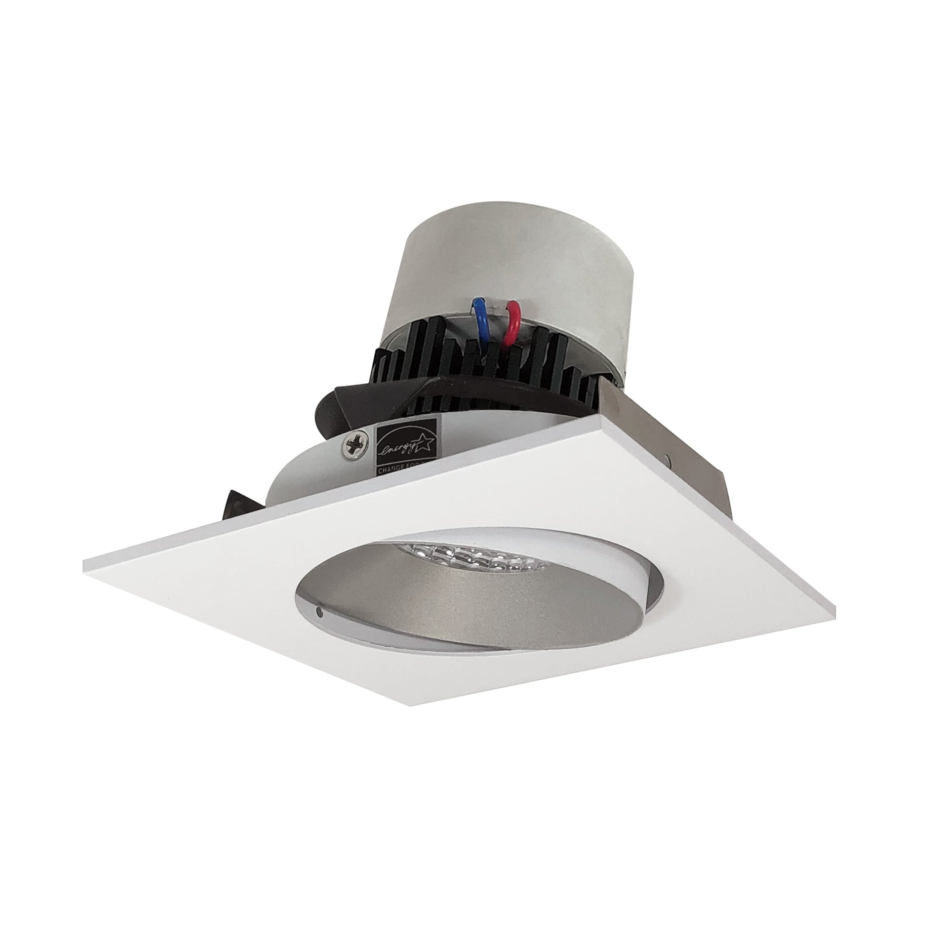 Nora NPR-4SC40XHZMPW 4 inch Pearl LED Square Adjustable Cone Retrofit, 1000lm / 12W, 4000K, Haze Reflector / Matte Powder White Flange