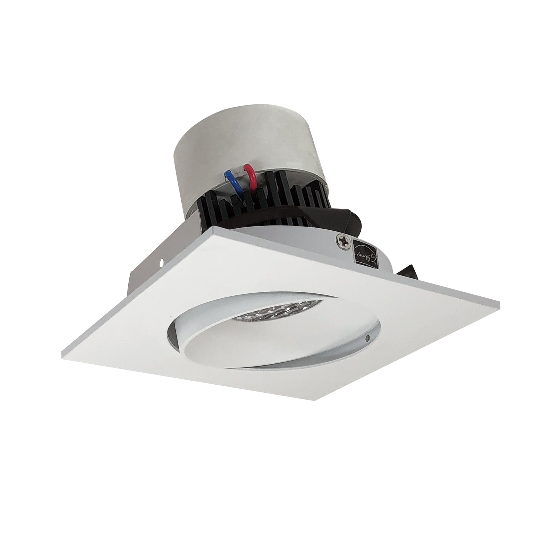 Nora NPR-4SC40XMPW 4 inch Pearl LED Square Adjustable Cone Retrofit, 1000lm / 12W, 4000K, Matte Powder White Reflector / Matte Powder White Flange