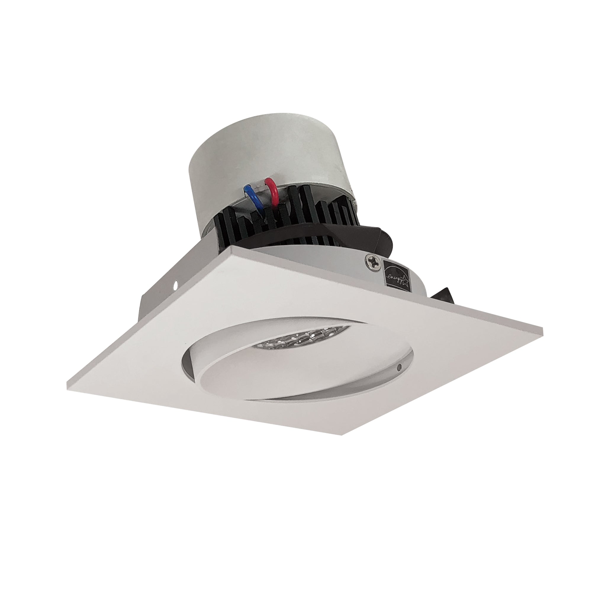 Nora NPR-4SC30XWW 4 inch Pearl LED Square Adjustable Cone Retrofit, 1000lm / 12W, 3000K, White Reflector / White Flange
