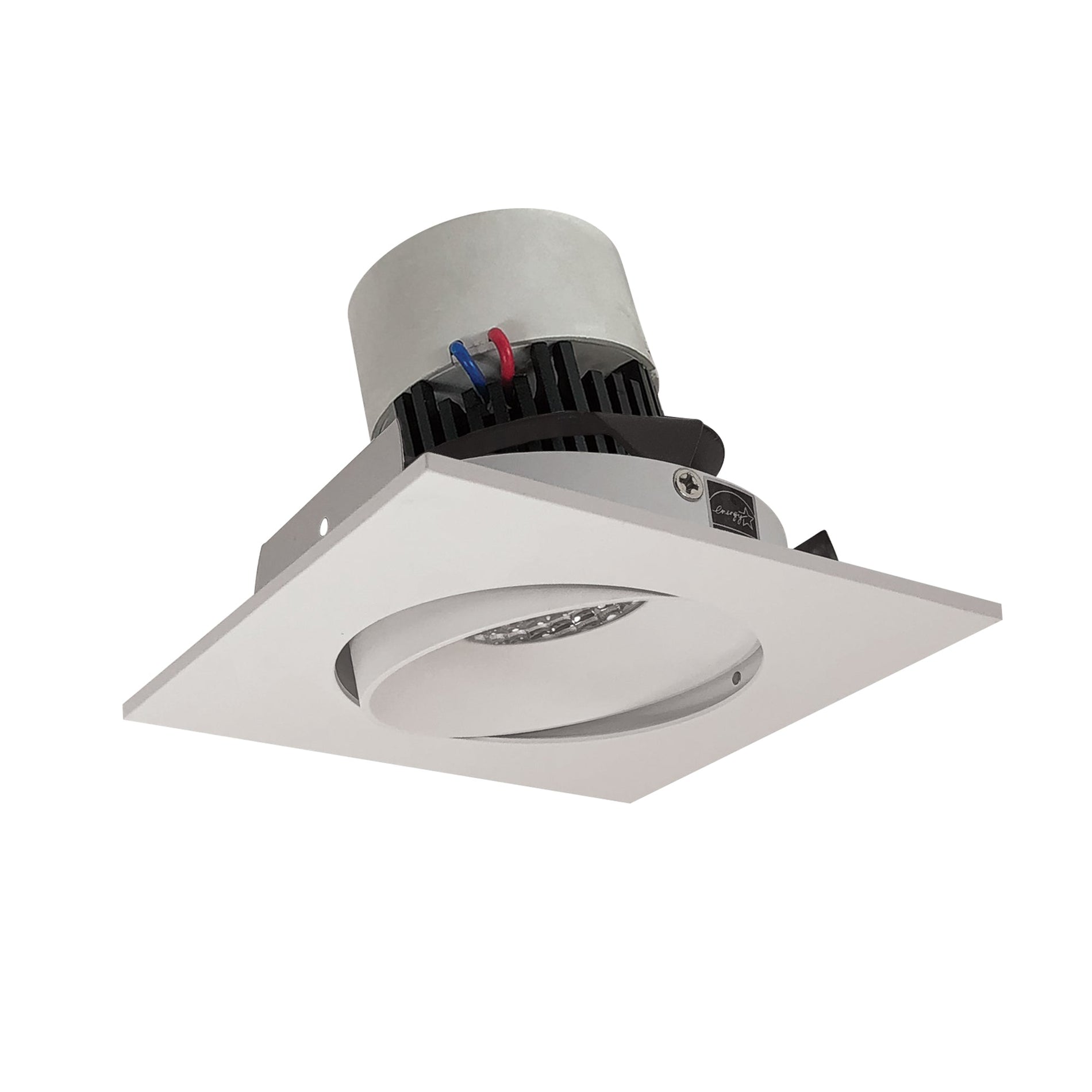 Nora NPR-4SC40XWW 4 inch Pearl LED Square Adjustable Cone Retrofit, 1000lm / 12W, 4000K, White Reflector / White Flange