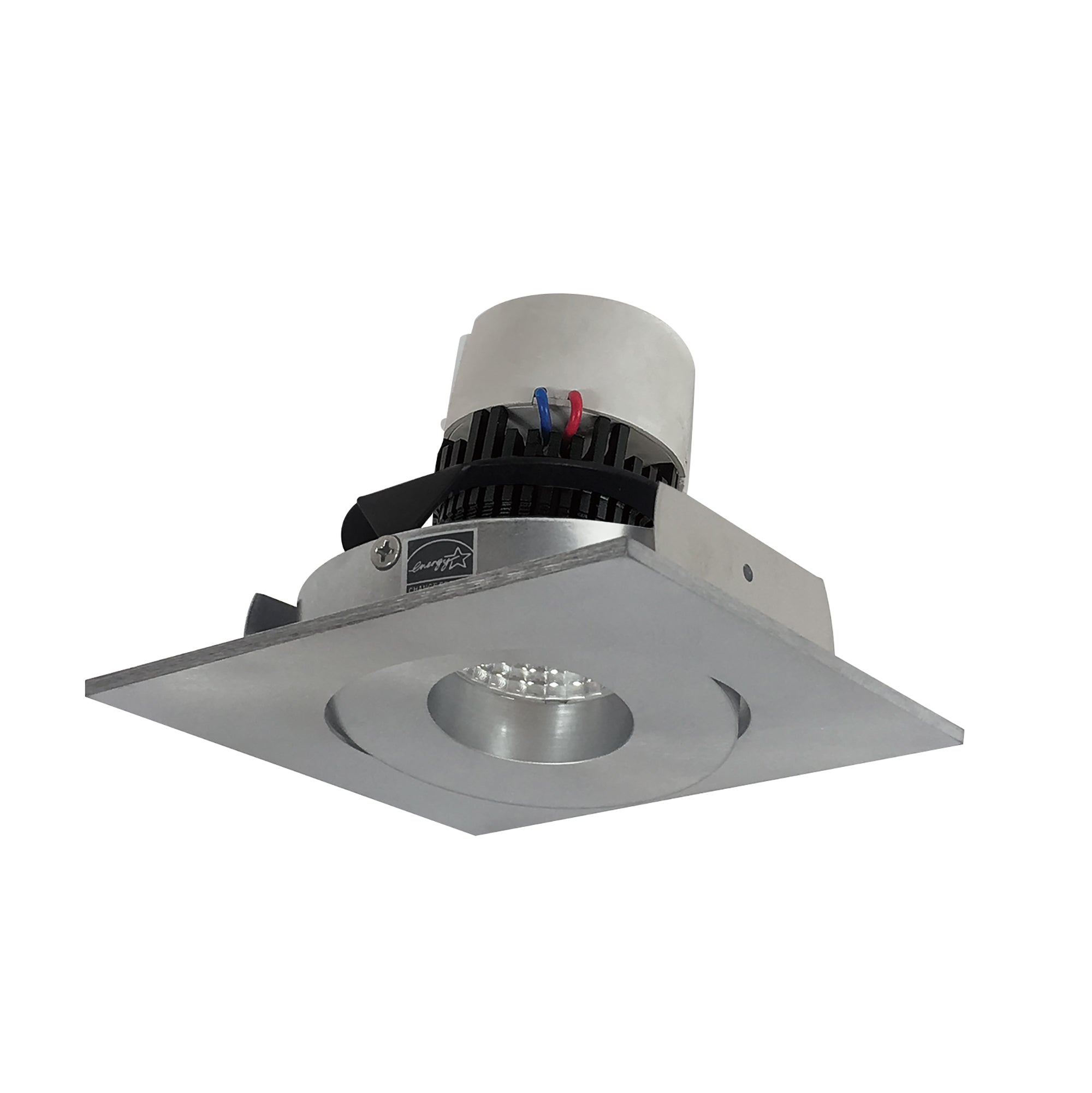 Nora NPR-4SG35XNN 4 inch Pearl LED Square Adjustable Gimbal Retrofit, 1000lm / 12W, 3500K, Natural Metal Finish