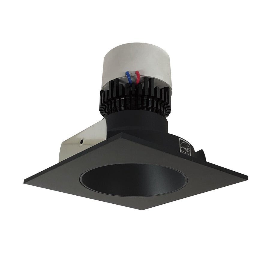 Nora NPR-4SNDC40XBB 4 inch Pearl LED Square Retrofit Reflector with Round Aperture, 1000lm / 12W, 4000K, Black Reflector / Black Flange