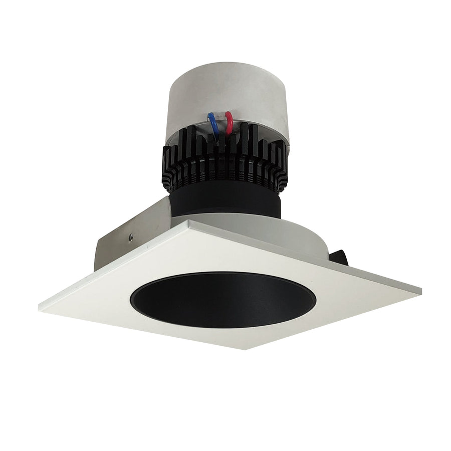 Nora NPR-4SNDC40XBW 4 inch Pearl LED Square Retrofit Reflector with Round Aperture, 1000lm / 12W, 4000K, Black Reflector / White Flange