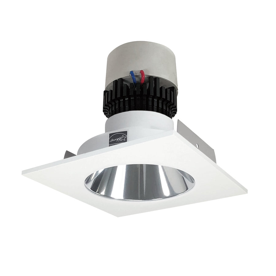 Nora NPR-4SNDC40XCMPW 4 inch Pearl LED Square Retrofit Reflector with Round Aperture, 1000lm / 12W, 4000K, Specular Clear Reflector / Matte Powder White Flange