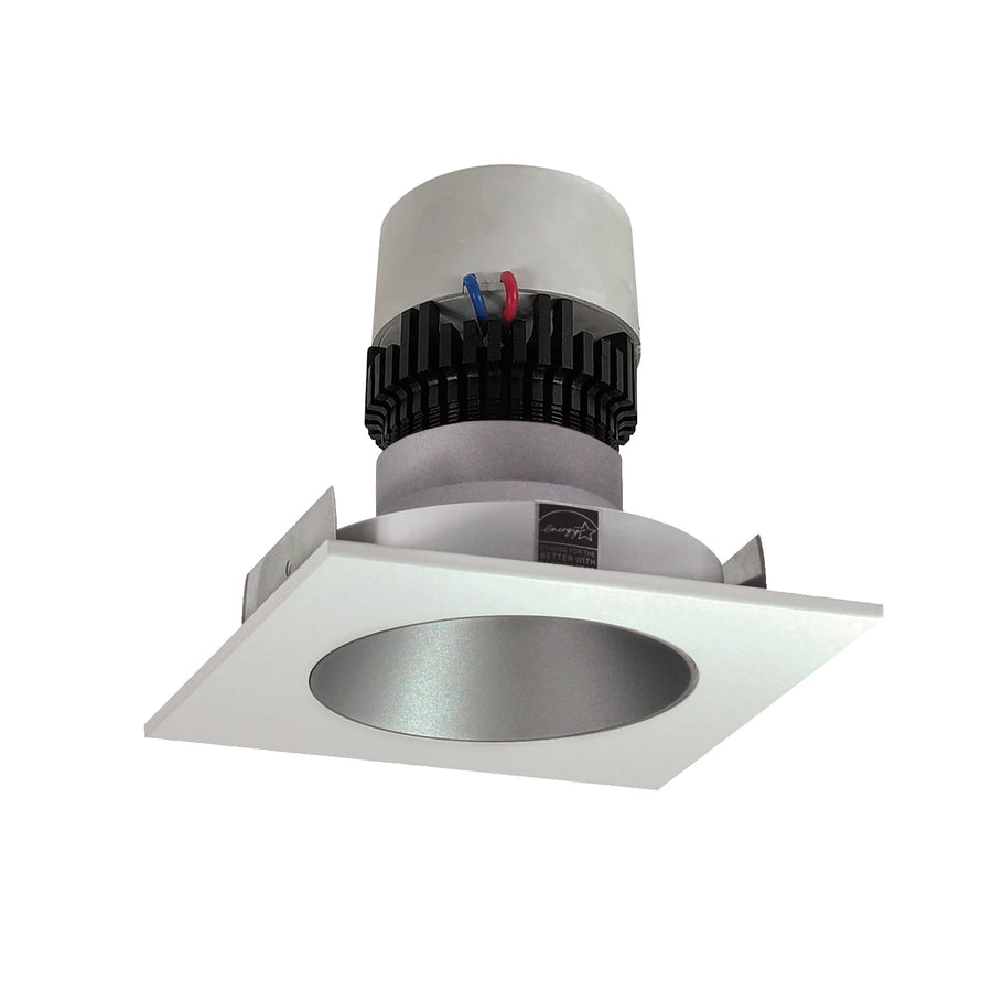 Nora NPR-4SNDC30XHW 4 inch Pearl LED Square Retrofit Reflector with Round Aperture, 1000lm / 12W, 3000K, Haze Reflector / White Flange
