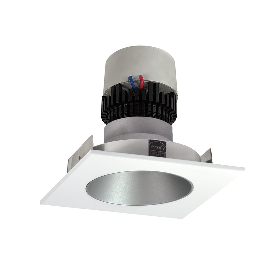 Nora NPR-4SNDC40XHZMPW 4 inch Pearl LED Square Retrofit Reflector with Round Aperture, 1000lm / 12W, 4000K, Haze Reflector / Matte Powder White Flange