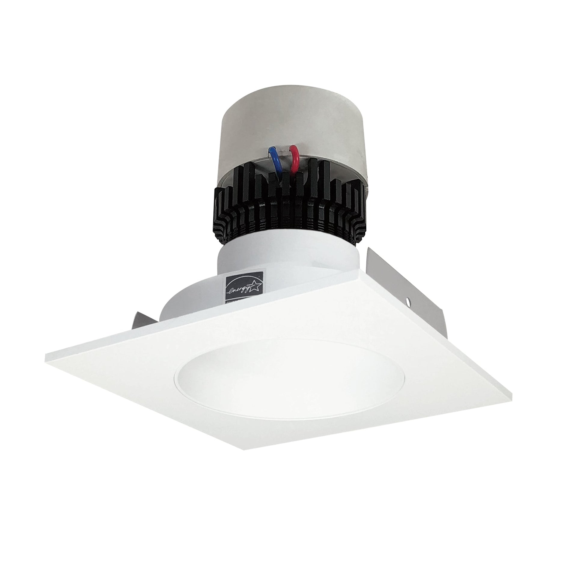 Nora NPR-4SNDC40XMPW 4 inch Pearl LED Square Retrofit Reflector with Round Aperture, 1000lm / 12W, 4000K, Matte Powder White Reflector / Matte Powder White Flange