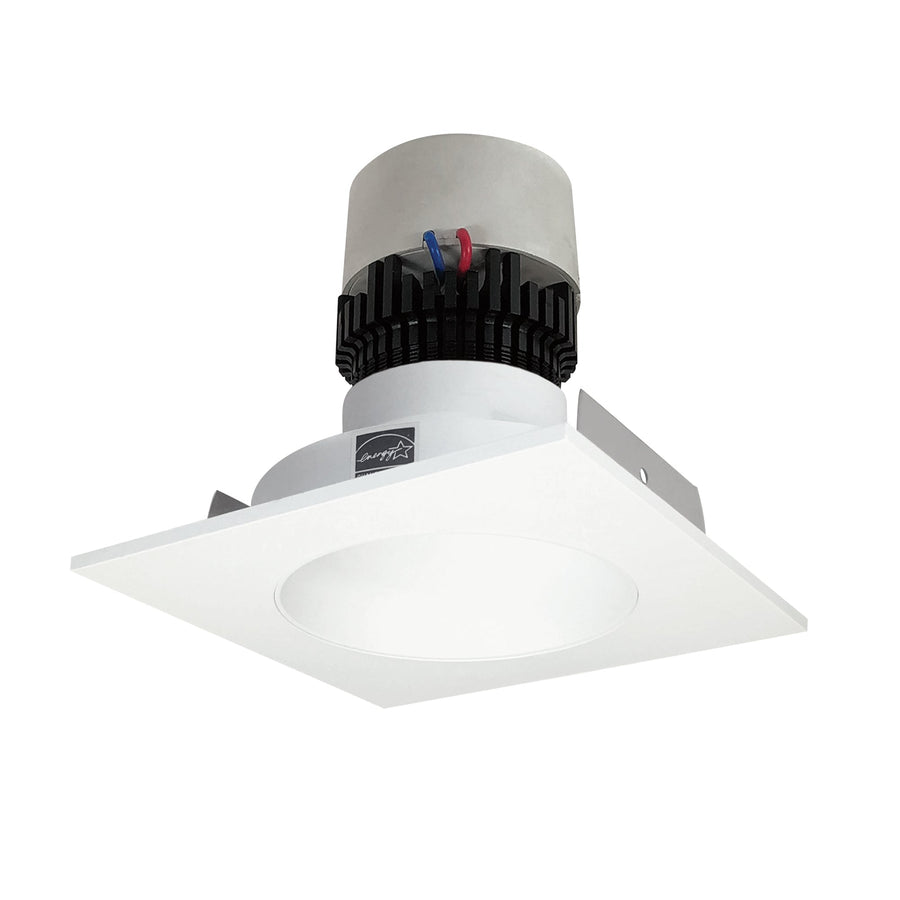 Nora NPR-4SNDC40XMPW 4 inch Pearl LED Square Retrofit Reflector with Round Aperture, 1000lm / 12W, 4000K, Matte Powder White Reflector / Matte Powder White Flange