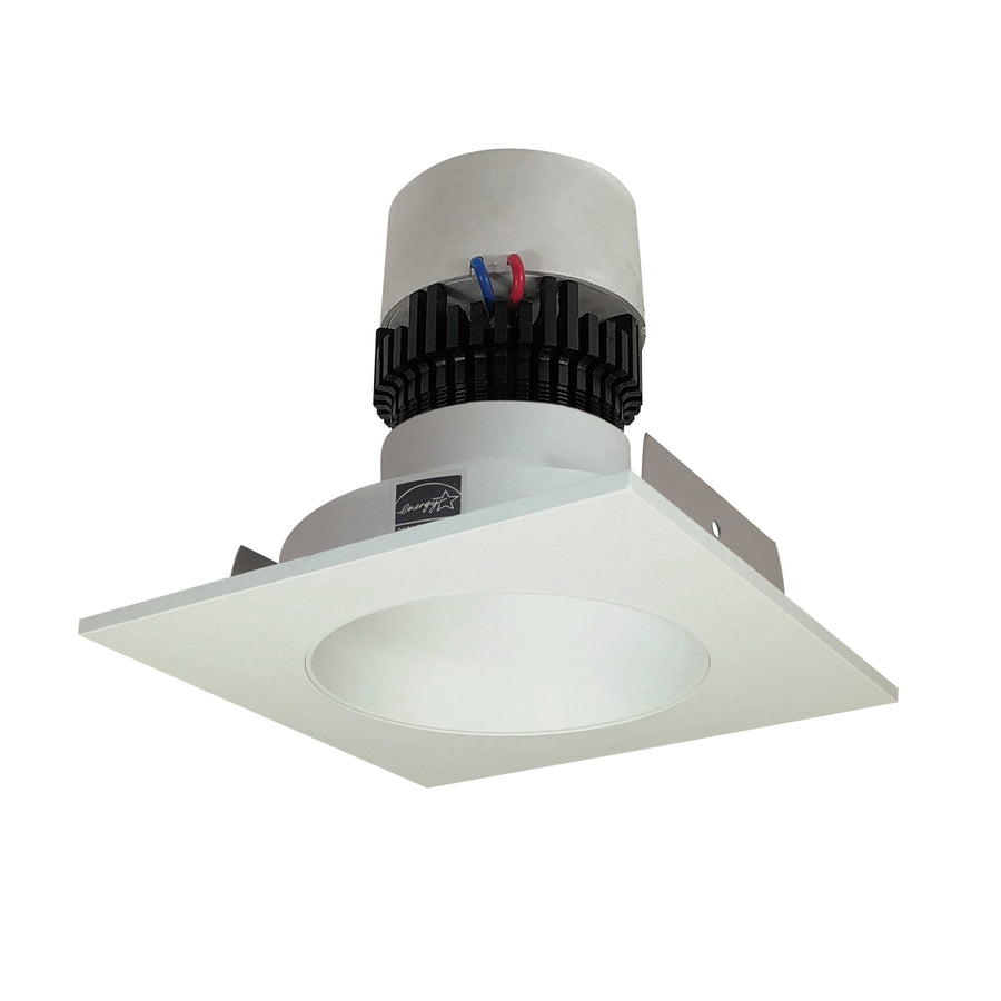 Nora NPR-4SNDCCDXWW 4 inch Pearl LED Square Retrofit Reflector with Round Aperture, 800lm / 12W, Comfort Dim, White Reflector / White Flange