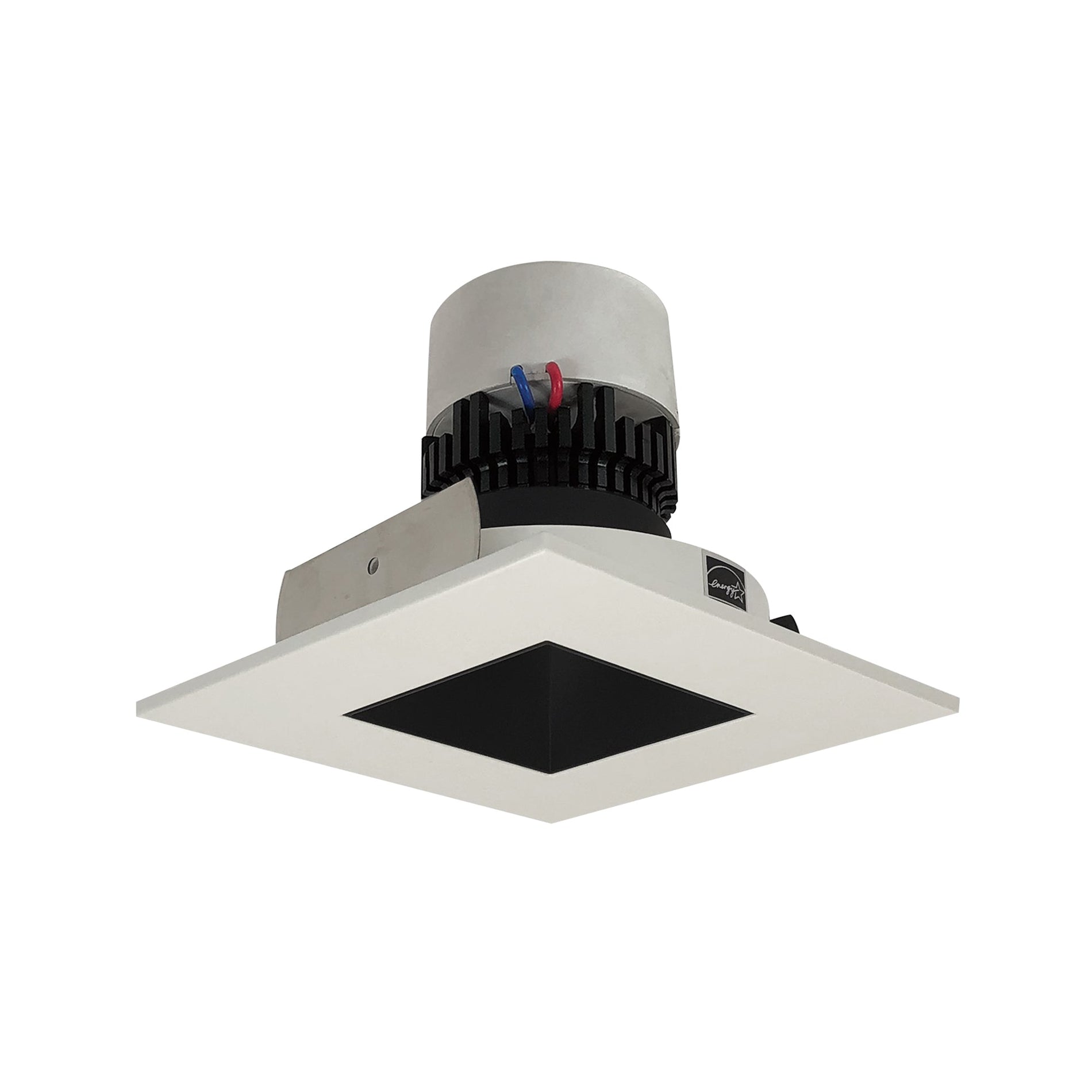 Nora NPR-4SNDSQ30XBW 4 inch Pearl LED Square Retrofit Reflector with Square Aperture, 1000lm / 12W, 3000K, Black Reflector / White Flange