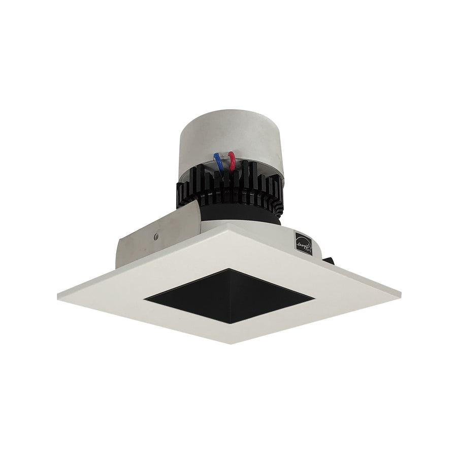 Nora NPR-4SNDSQ30XBW 4 inch Pearl LED Square Retrofit Reflector with Square Aperture, 1000lm / 12W, 3000K, Black Reflector / White Flange