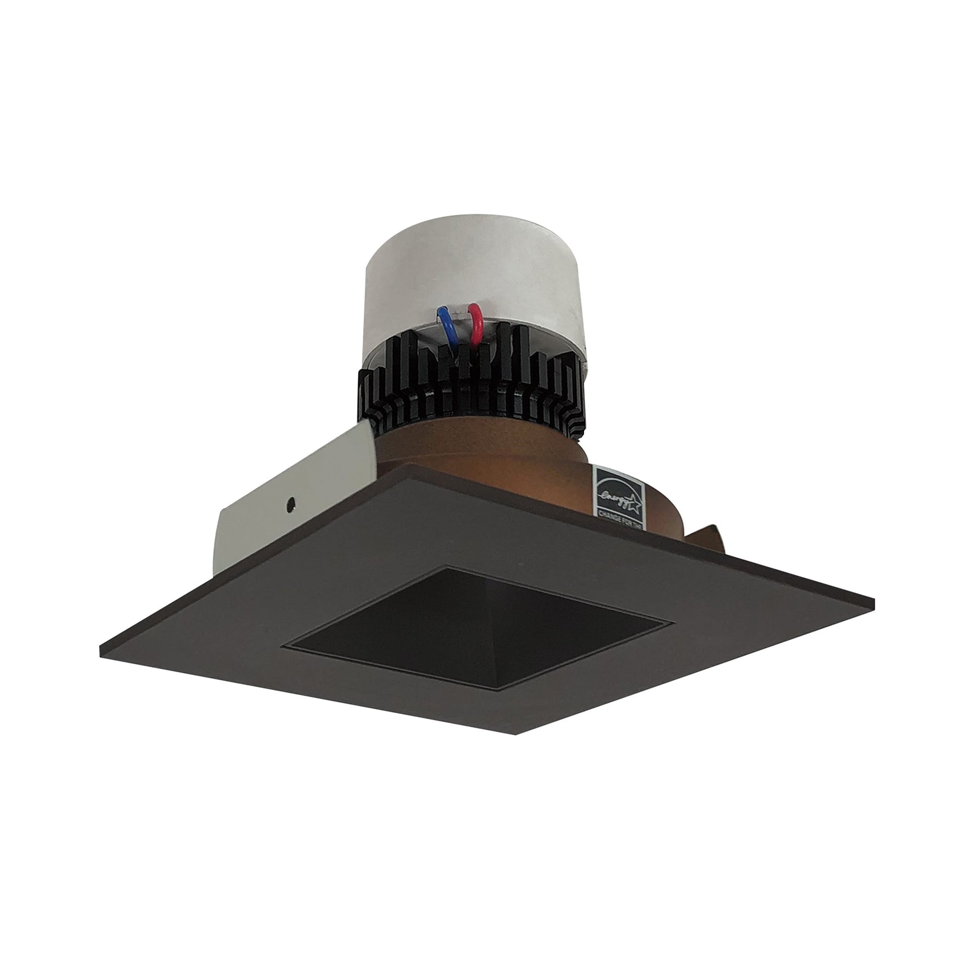 Nora NPR-4SNDSQ40XBZ 4 inch Pearl LED Square Retrofit Reflector with Square Aperture, 1000lm / 12W, 4000K, Bronze Reflector / Bronze Flange