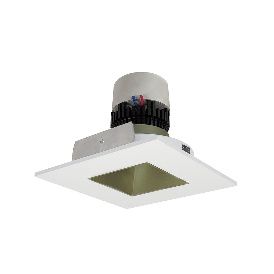 Nora NPR-4SNDSQ30XCHMPW 4 inch Pearl LED Square Retrofit Reflector with Square Aperture, 1000lm / 12W, 3000K, Champagne Haze Reflector / Matte Powder White Flange