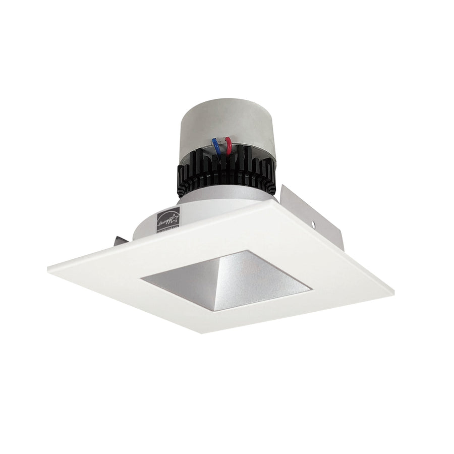 Nora NPR-4SNDSQ40XHW 4 inch Pearl LED Square Retrofit Reflector with Square Aperture, 1000lm / 12W, 4000K, Haze Reflector / White Flange