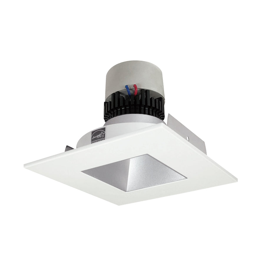Nora NPR-4SNDSQ30XHZMPW 4 inch Pearl LED Square Retrofit Reflector with Square Aperture, 1000lm / 12W, 3000K, Haze Reflector / Matte Powder White Flange