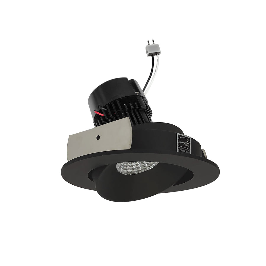 Nora NPRLV-4RC40XBB 4 inch Pearl Low Voltage LED Round Adjustable Cone Retrofit, 1200lm / 11W, 4000K, Black Reflector / Black Flange