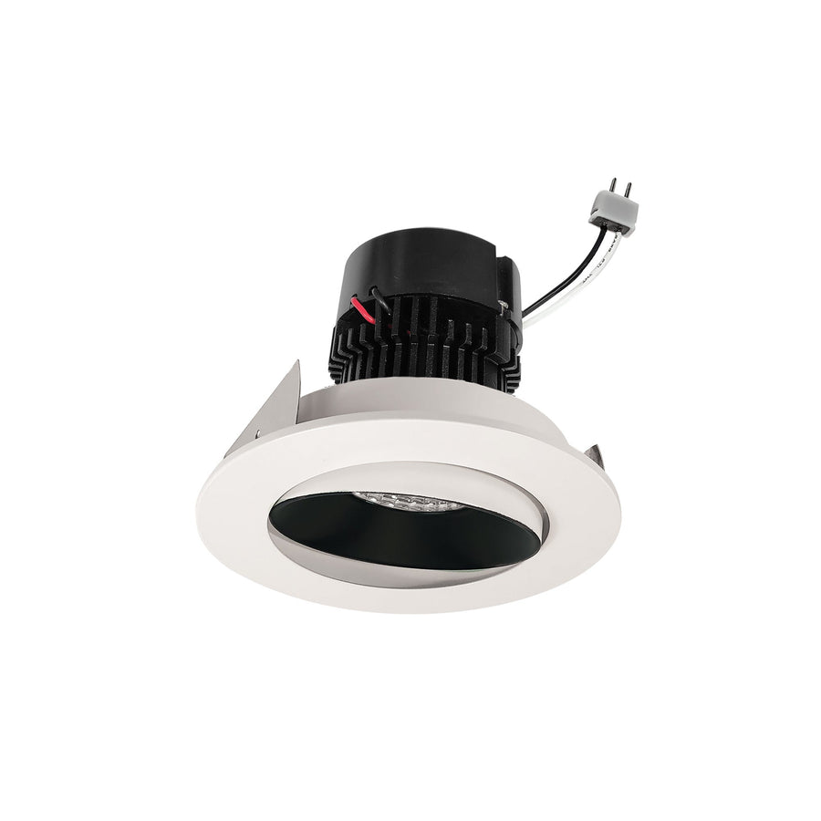 Nora NPRLV-4RC30XBW 4 inch Pearl Low Voltage LED Round Adjustable Cone Retrofit, 1200lm / 11W, 3000K, Black Reflector / White Flange