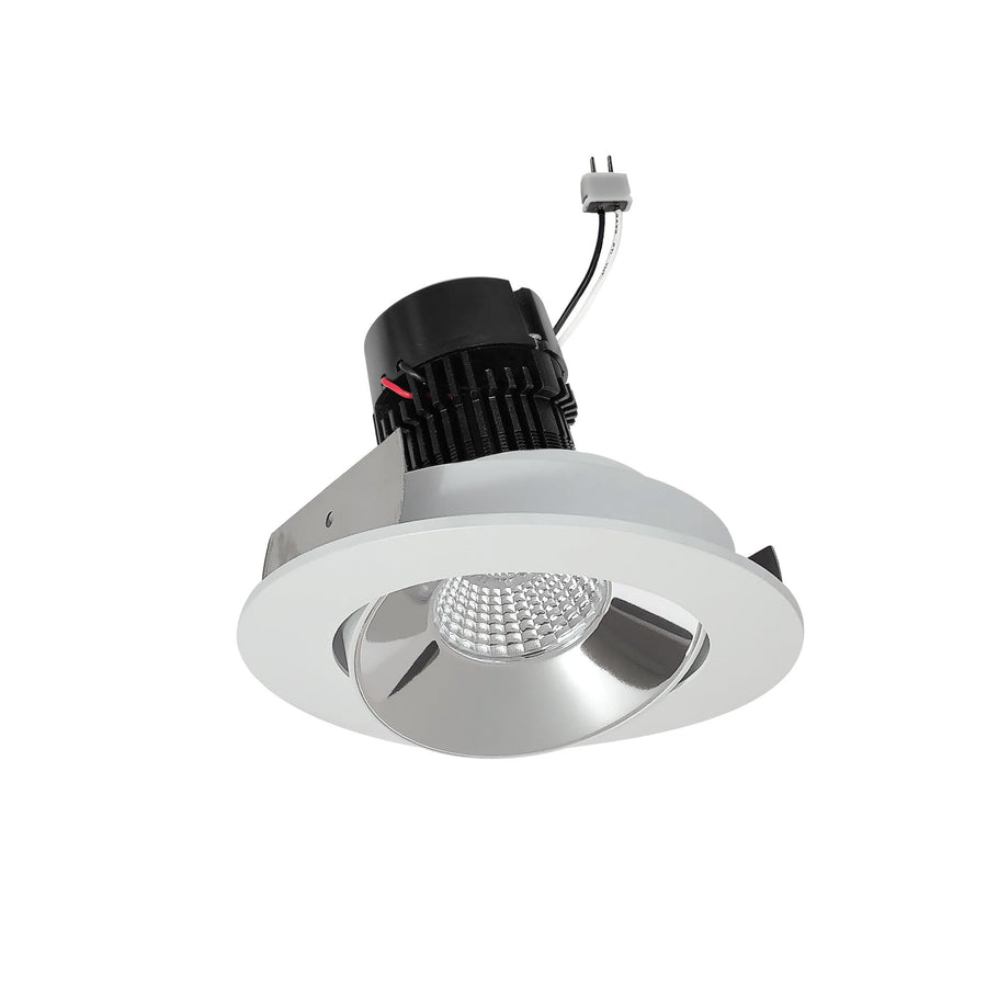 Nora NPRLV-4RC40XCMPW 4 inch Pearl Low Voltage LED Round Adjustable Cone Retrofit, 1200lm / 11W, 4000K, Specular Clear Reflector / Matte Powder White Flange