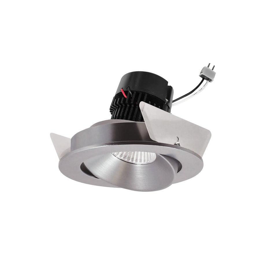 Nora NPRLV-4RC35XNN 4 inch Pearl Low Voltage LED Round Adjustable Cone Retrofit, 1200lm / 11W, 3500K, Natural Metal Reflector / Natural Metal Flange