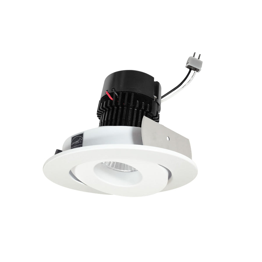 Nora NPRLV-4RGCDXMPW 4 inch Pearl Low Voltage LED Round Adjustable Gimbal Retrofit, 600lm / 11W, Comfort Dim, Matte Powder White Finish