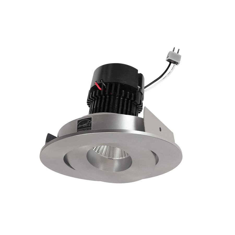 Nora NPRLV-4RG30XNN 4 inch Pearl Low Voltage LED Round Adjustable Gimbal Retrofit, 1050lm / 11W, 3000K, Natural Metal Finish