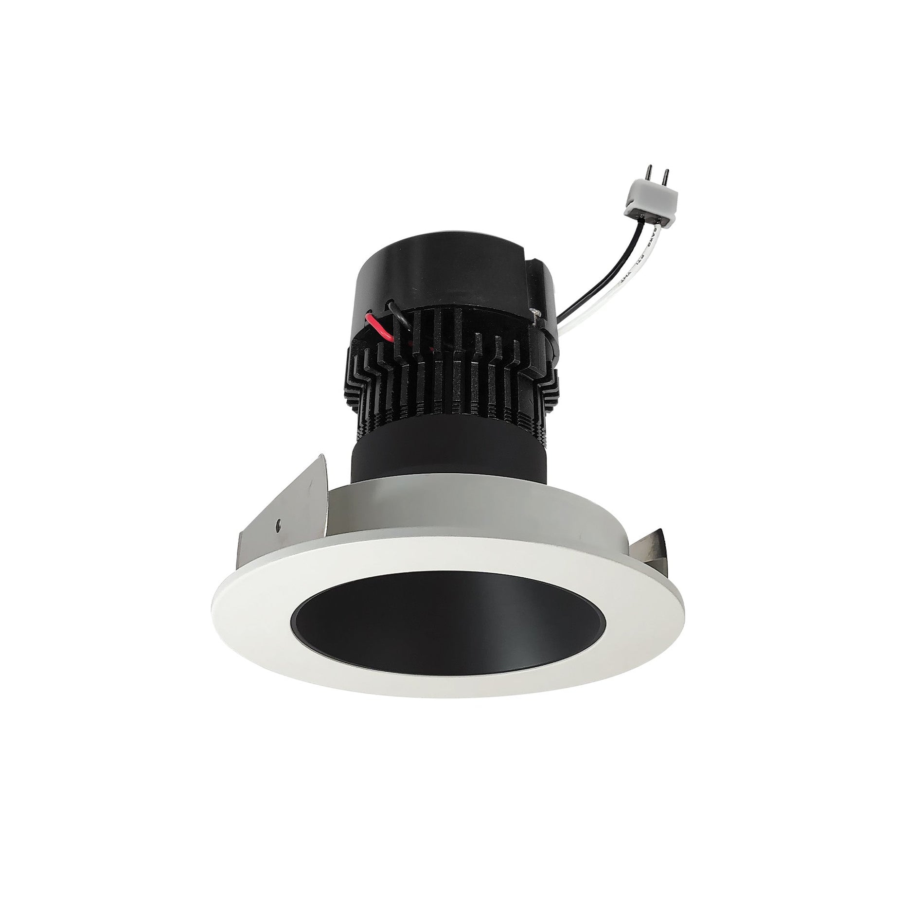 Nora NPRLV-4RNDC40XBW 4 inch Pearl Low Voltage LED Round Retrofit Reflector, 1150lm / 11W, 4000K, Black Reflector / White Flange