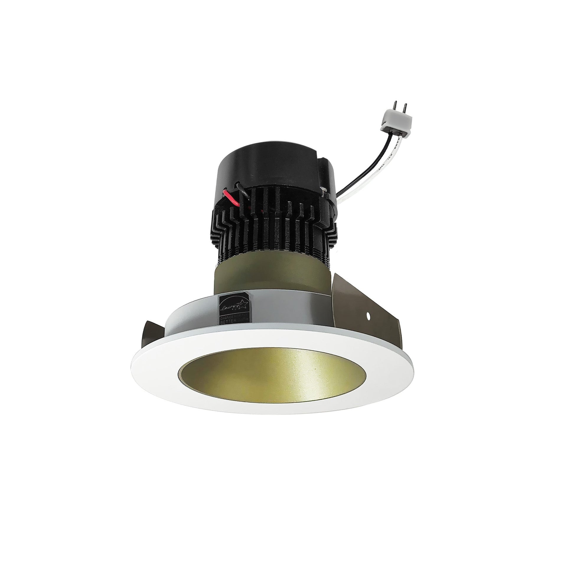 Nora NPRLV-4RNDC27XCHMPW 4 inch Pearl Low Voltage LED Round Retrofit Reflector, 1150lm / 11W, 2700K, Champagne Haze Reflector / Matte Powder White Flange