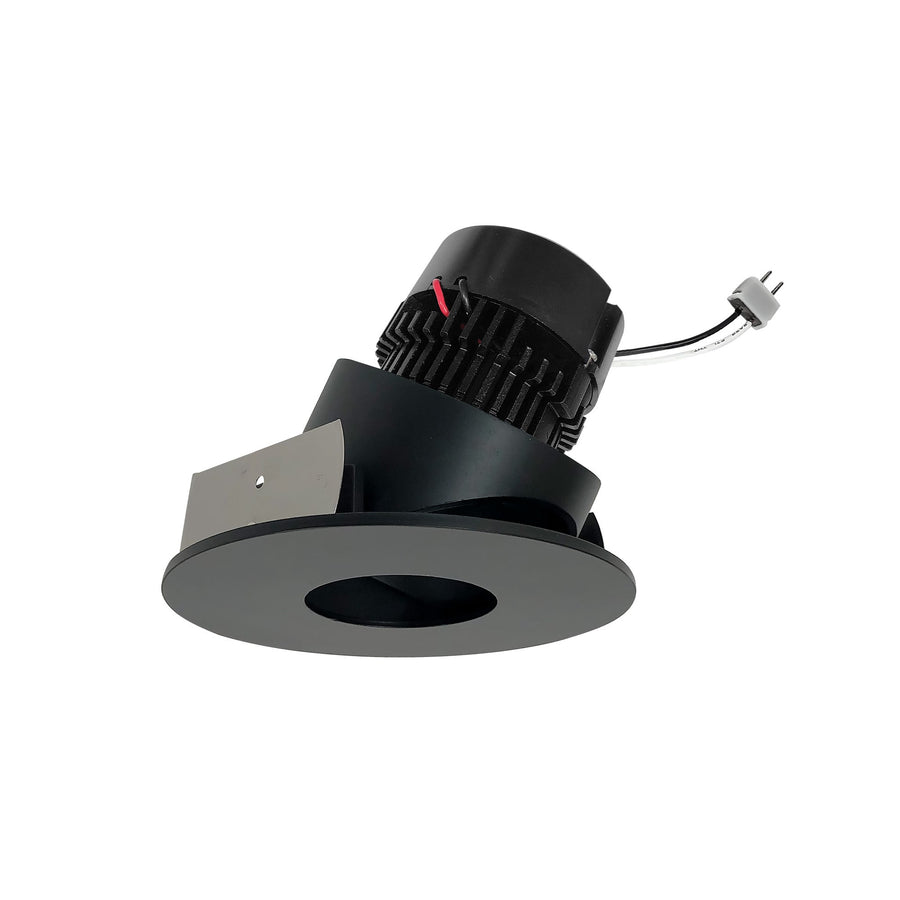 Nora NPRLV-4RPHA27XBB 4 inch Pearl Low Voltage LED Round Adjustable Pinhole Retrofit, 950lm / 11W, 2700K, Black Pinhole / Black Flange